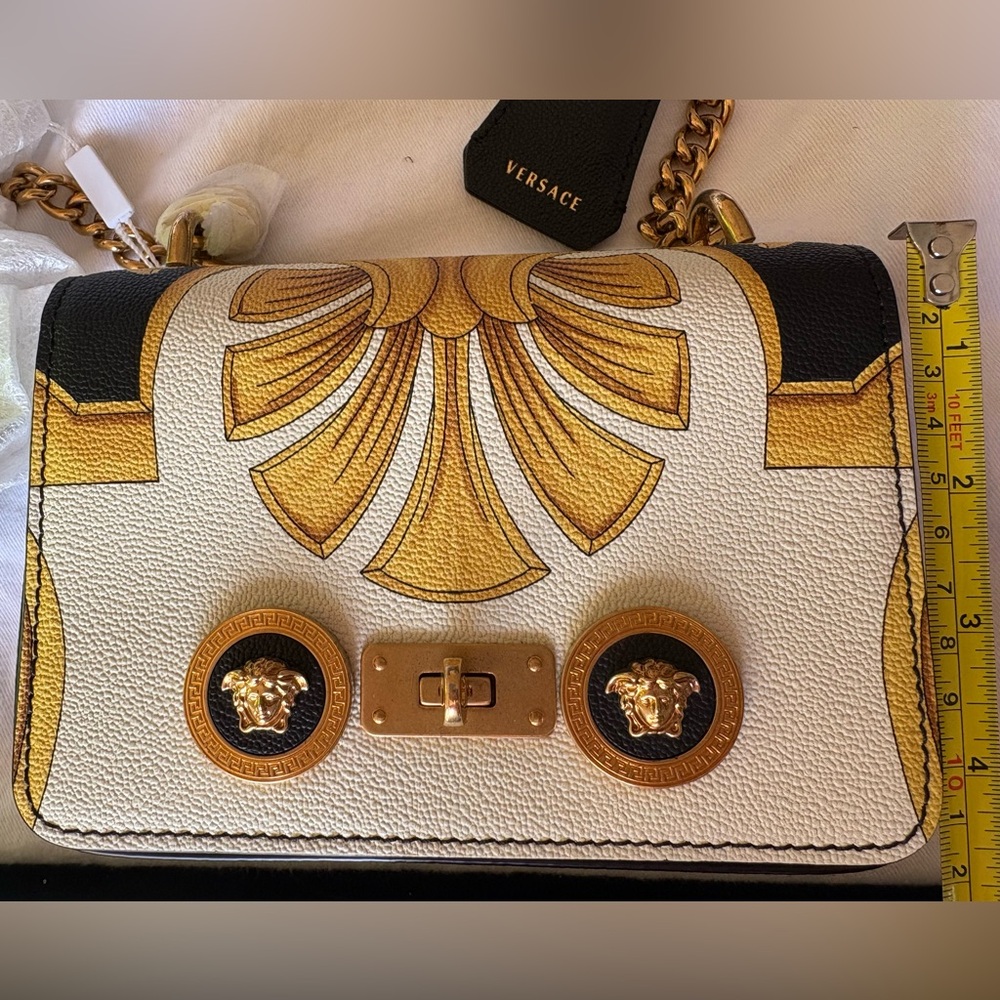 Versace Medusa Icon Black and Gold Crossbody Leather Bag small